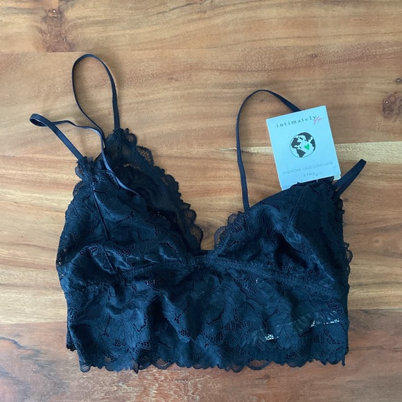 SET OF 2 Free People black lace bralette everyday long line triangle bras small - Picture 13 of 15